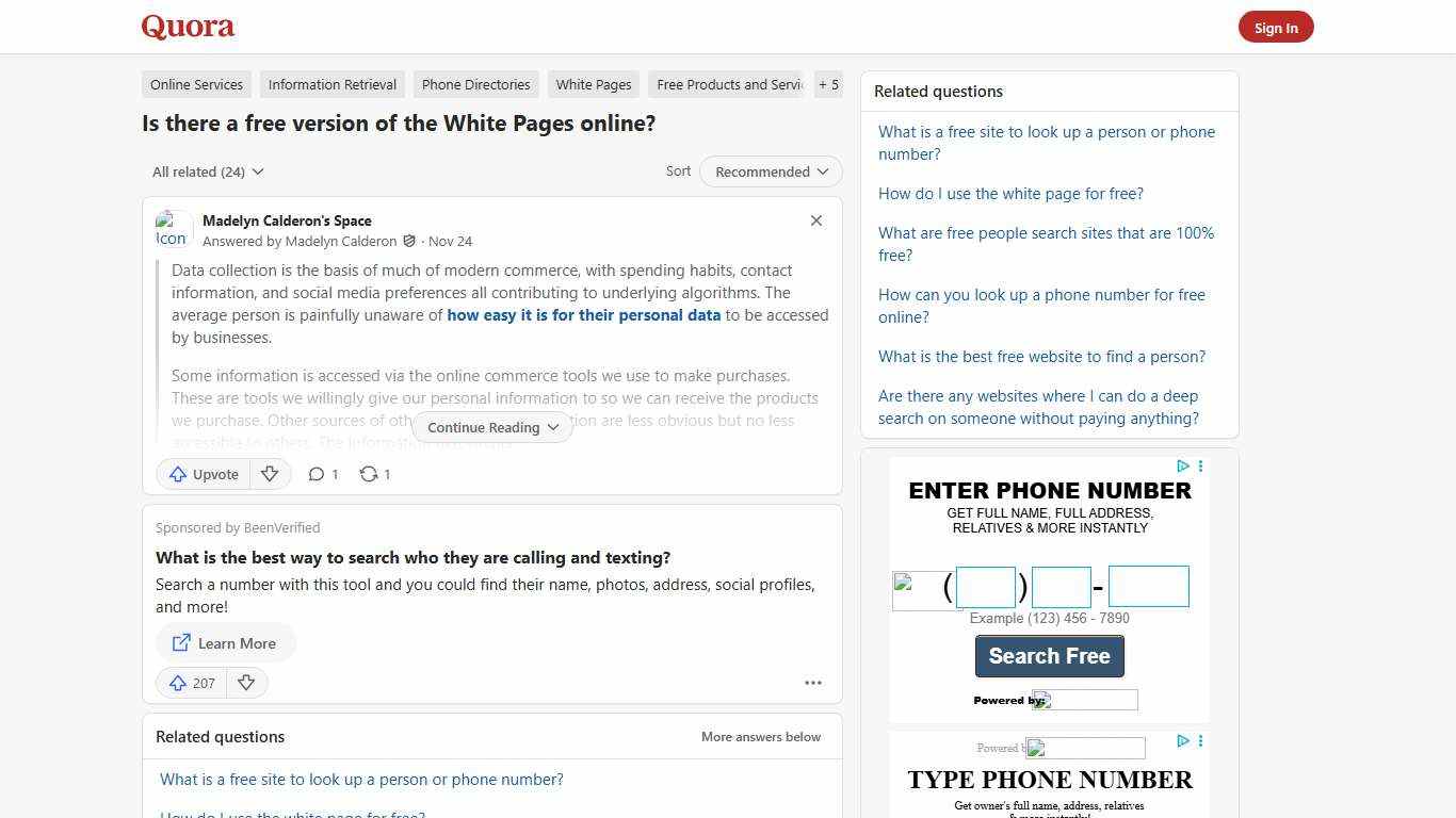 Is there a free version of the White Pages online? - Quora